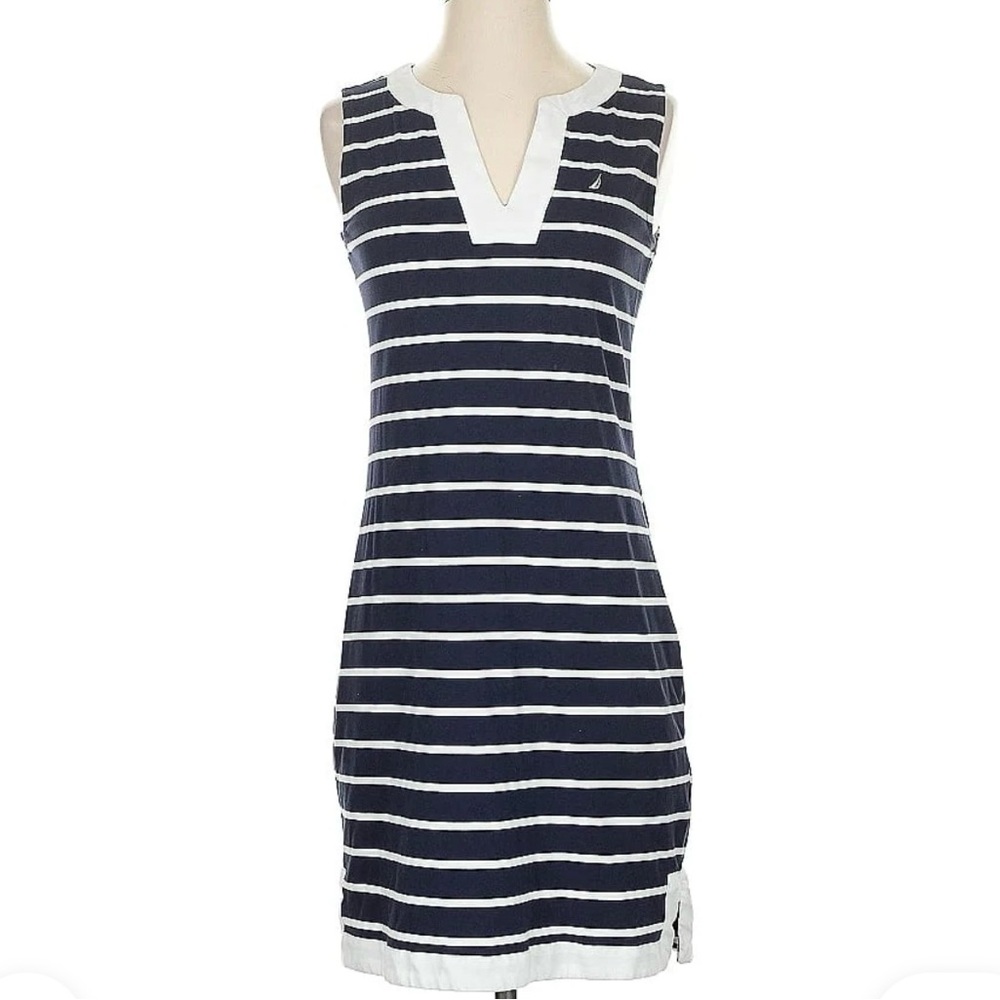Nautica Women’s Breton Stripes Sleeveless 
V-Neck Dress